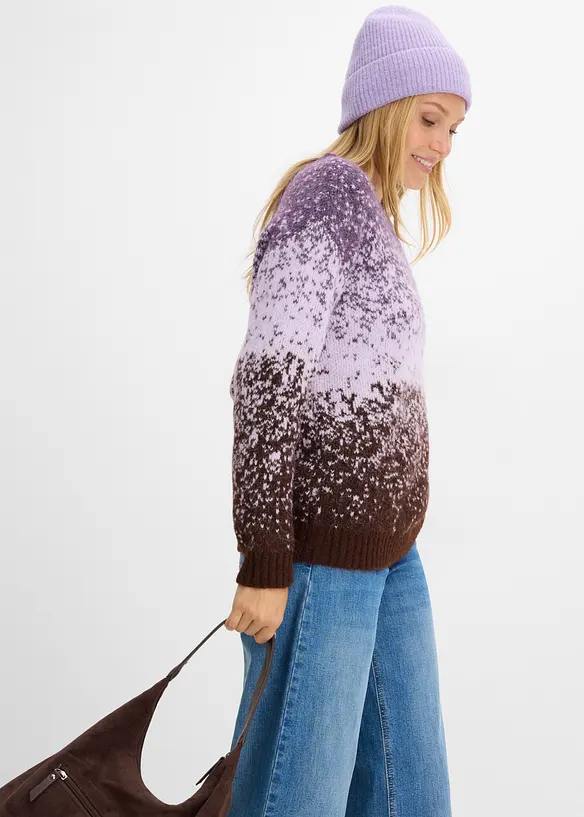 Stickad tr&ouml;ja med fluffigt garn, bonprix