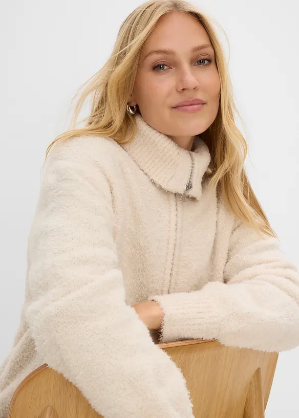 Cardigan i boucl&eacute;garn, bonprix