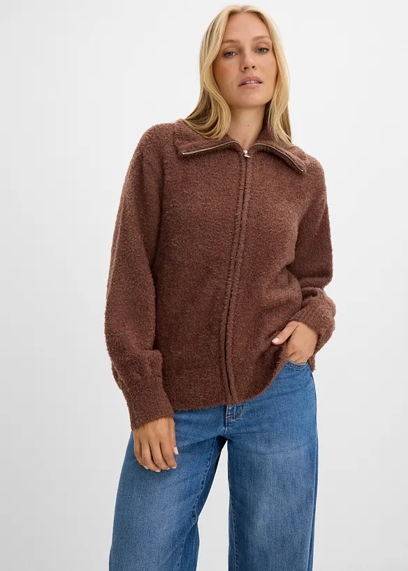 Cardigan i boucl&eacute;garn, bonprix