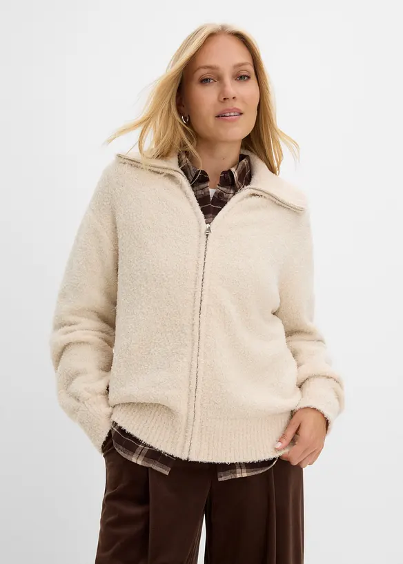 Cardigan i boucl&eacute;garn, bonprix