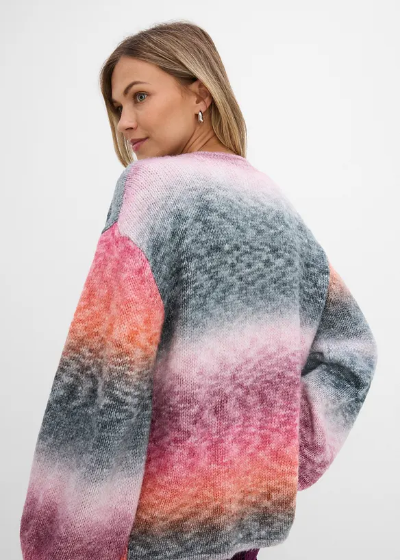 Grovstickad cardigan med olika f&auml;rgnyanser, bonprix