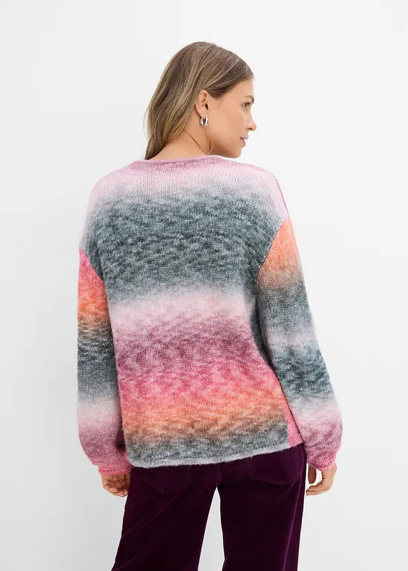 Grovstickad cardigan med olika f&auml;rgnyanser, bonprix