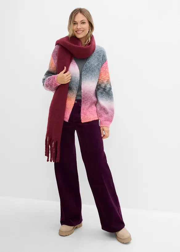 Grovstickad cardigan med olika f&auml;rgnyanser, bonprix
