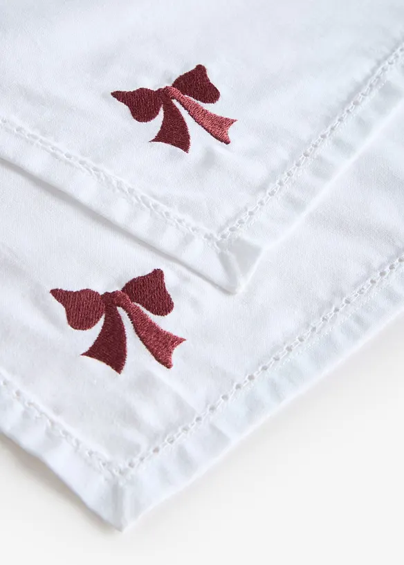Servetter av ekologisk bomull med broderi (4-pack), bonprix