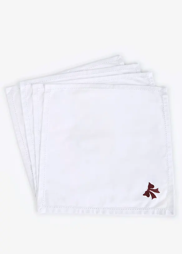 Servetter av ekologisk bomull med broderi (4-pack), bonprix