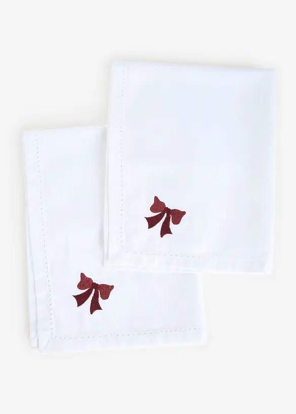 Servetter av ekologisk bomull med broderi (4-pack), bonprix