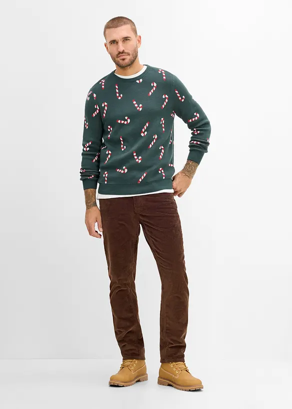 Finstickad tr&ouml;ja med julmotiv, bonprix