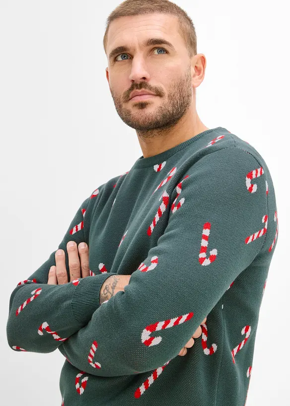 Finstickad tr&ouml;ja med julmotiv, bonprix