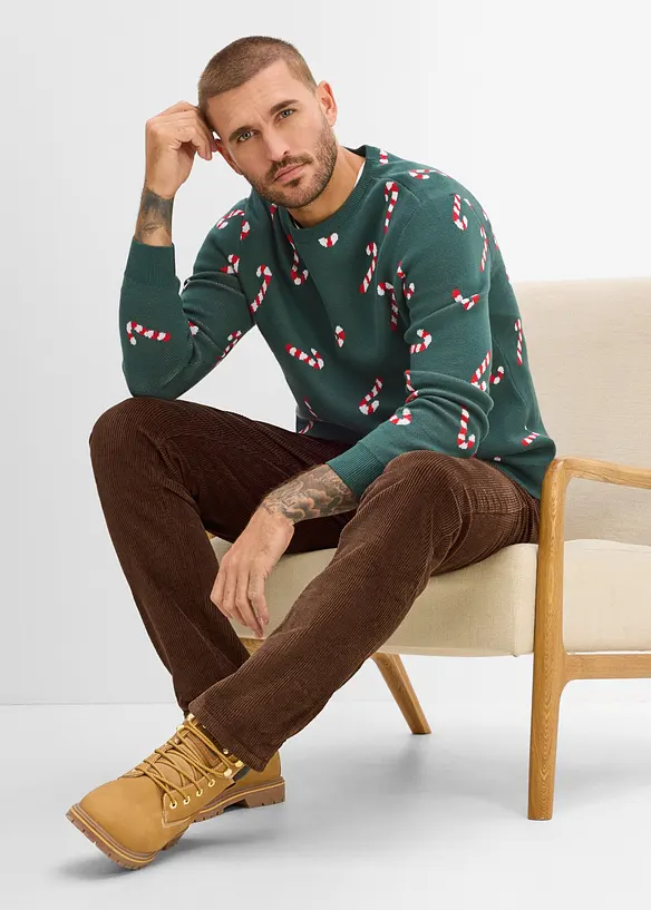 Finstickad tr&ouml;ja med julmotiv, bonprix