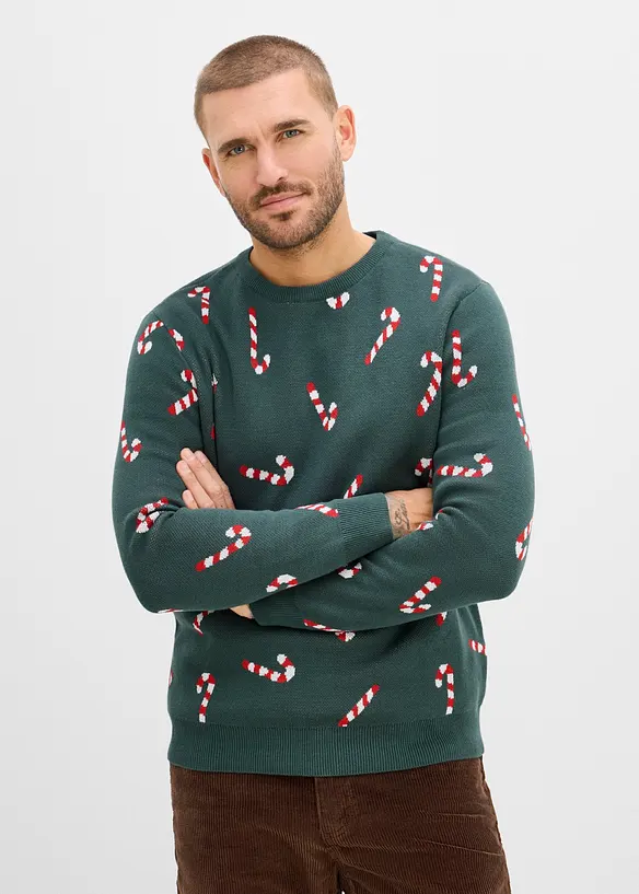 Finstickad tr&ouml;ja med julmotiv, bonprix