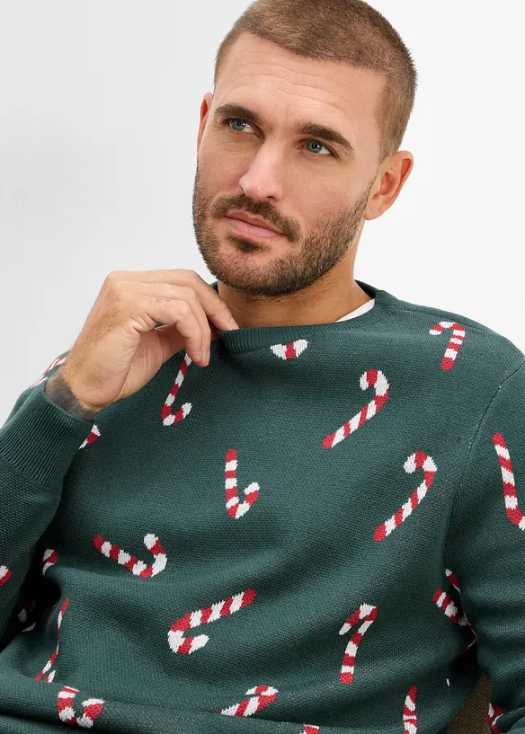 Finstickad tr&ouml;ja med julmotiv, bonprix