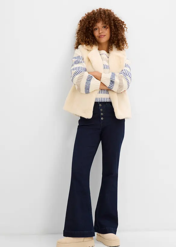 Flared Jeans High Waist, med bekv&auml;m midja, bonprix