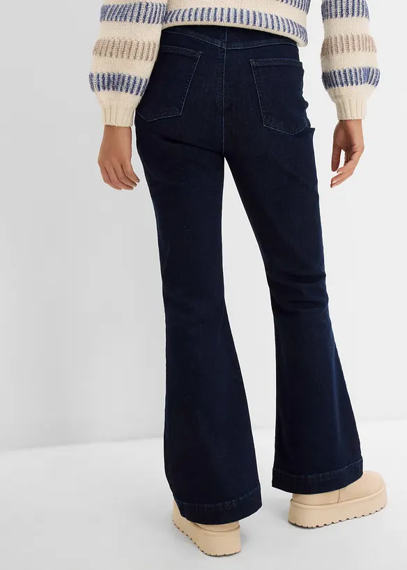 Flared Jeans High Waist, med bekv&auml;m midja, bonprix