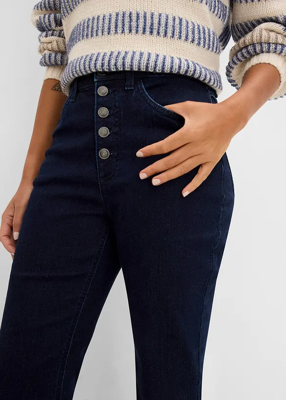 Flared Jeans High Waist, med bekv&auml;m midja, bonprix