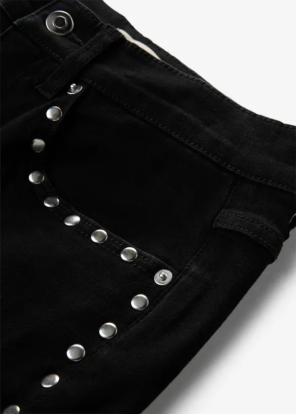 Flared Jeans High Waist, med nitar, bonprix
