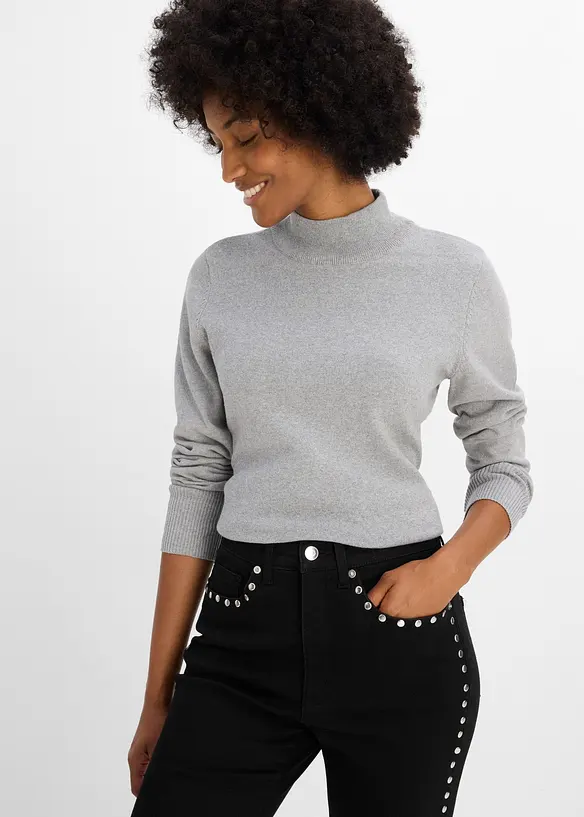 Flared Jeans High Waist, med nitar, bonprix