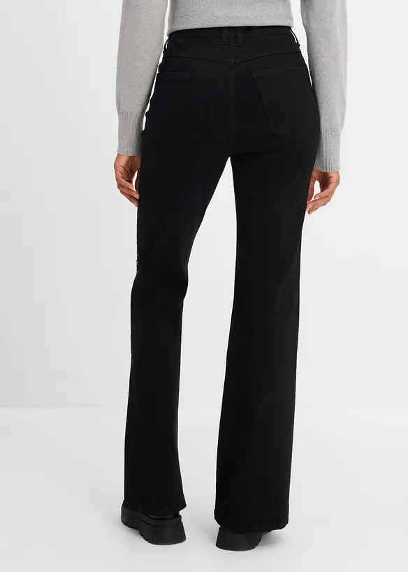 Flared Jeans High Waist, med nitar, bonprix