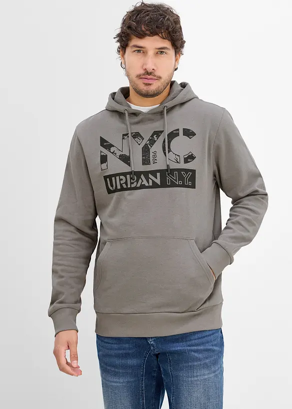 Sweatshirt med huva i ekologisk bomull, bonprix