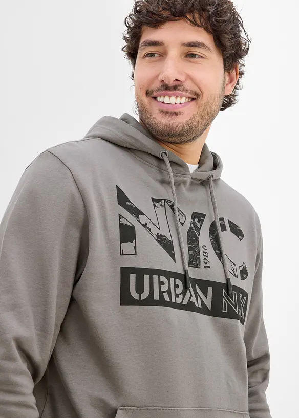 Sweatshirt med huva i ekologisk bomull, bonprix