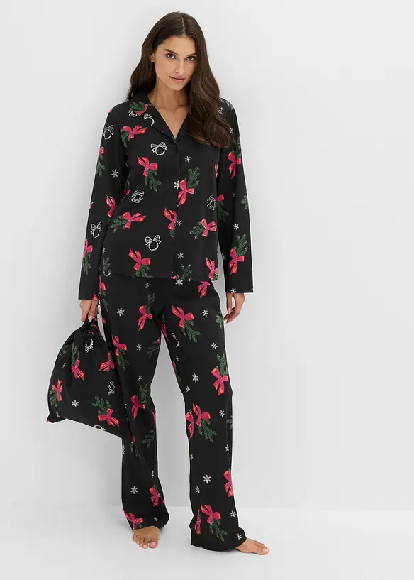 Pyjamas av bomull med presentp&aring;se, bonprix