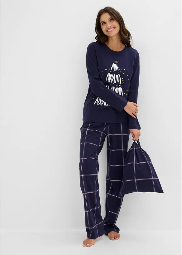 Pyjamas av mjuk bomull med presentp&aring;se, bonprix