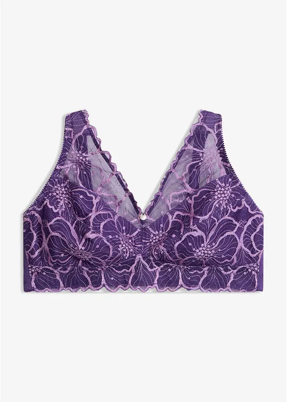 Minimizer-bralette med tv&aring;f&auml;rgad spets, bonprix