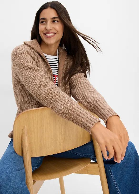 Grovstickad cardigan, bonprix