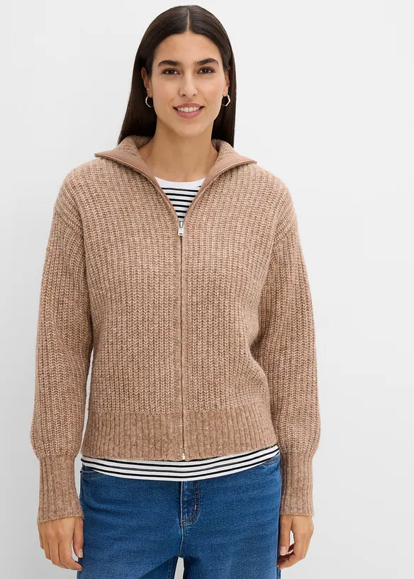 Grovstickad cardigan, bonprix