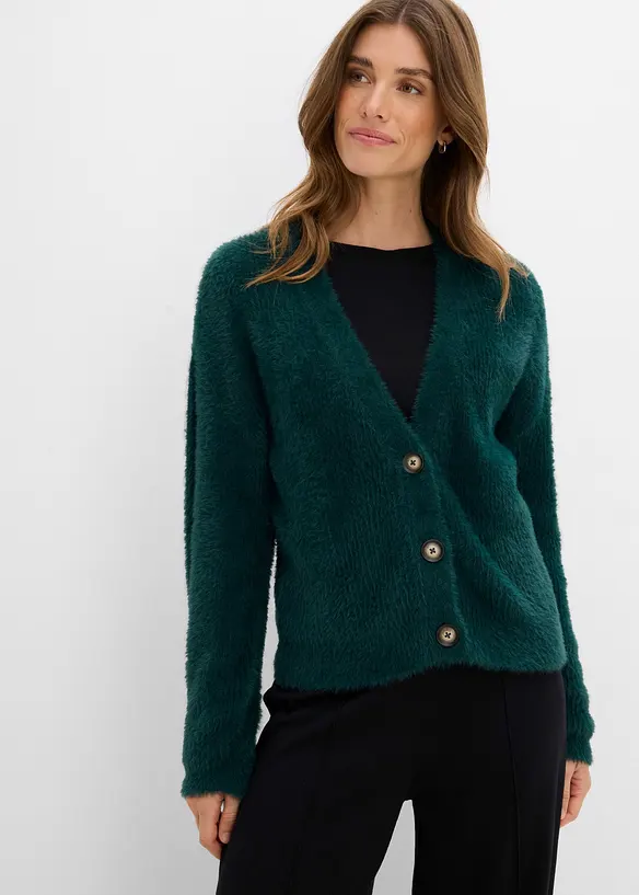 Cardigan i materialmix, bonprix