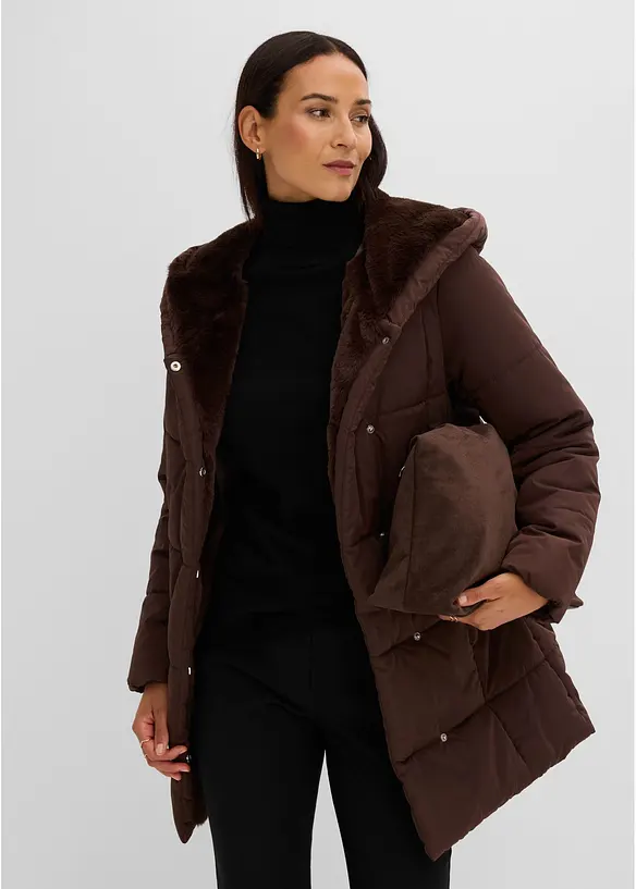 T&auml;ckjacka med bes&auml;ttning i fuskp&auml;ls, bonprix