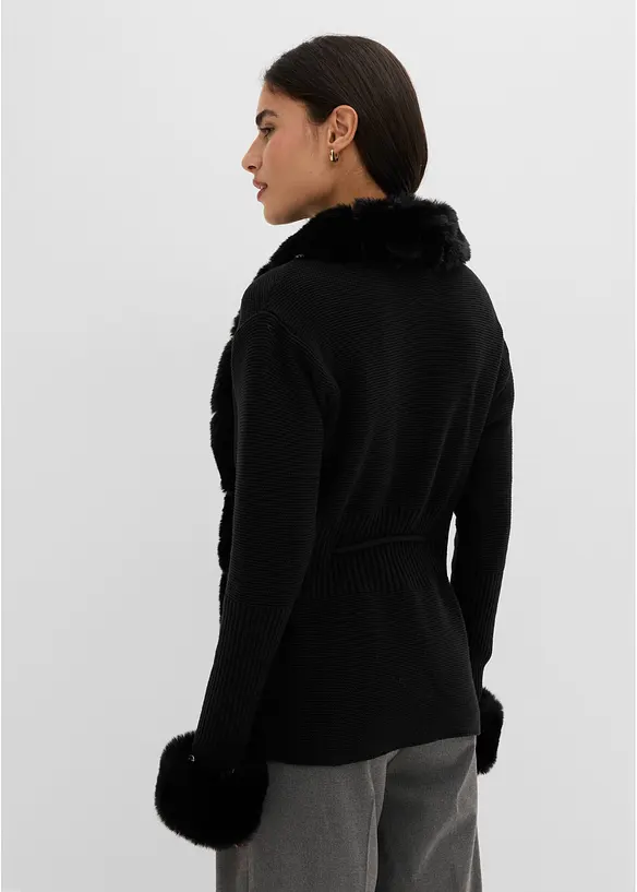 Cardigan med avtagbar fuskp&auml;ls, bonprix