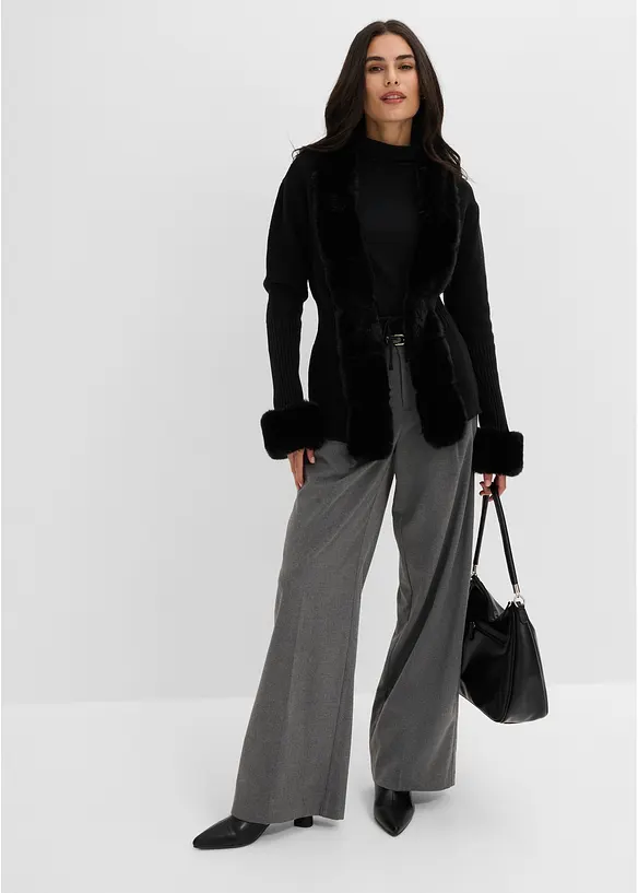 Cardigan med avtagbar fuskp&auml;ls, bonprix