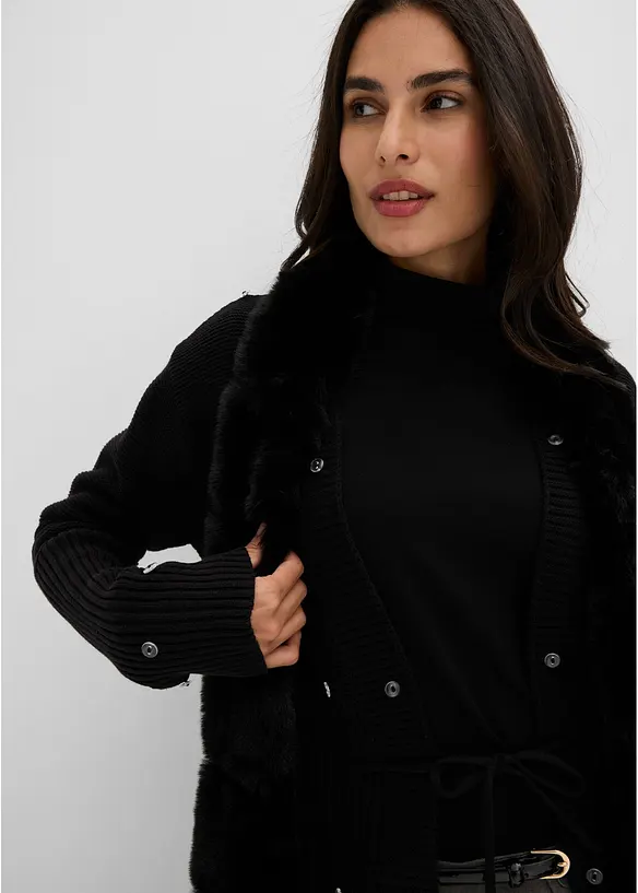 Cardigan med avtagbar fuskp&auml;ls, bonprix