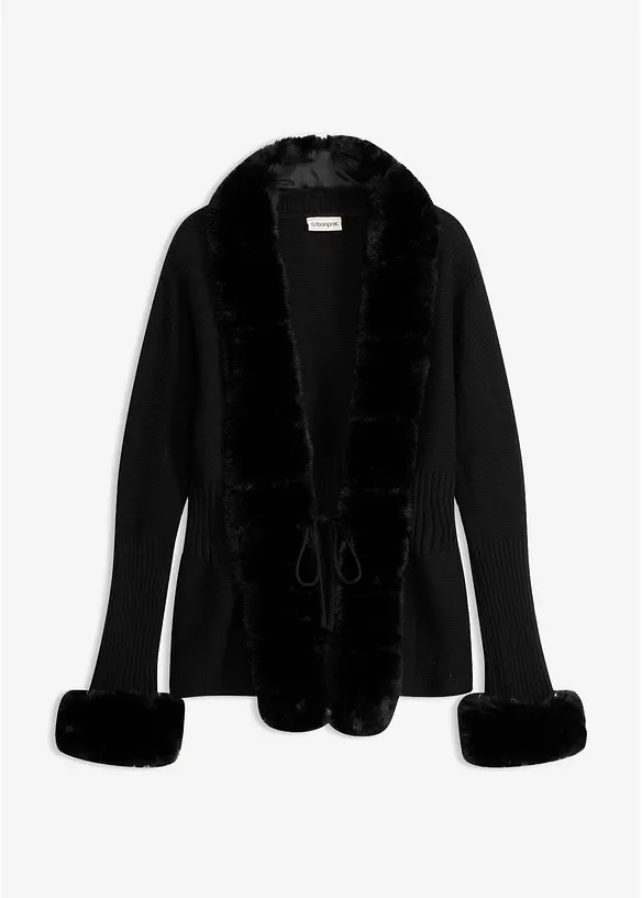 Cardigan med avtagbar fuskp&auml;ls, bonprix