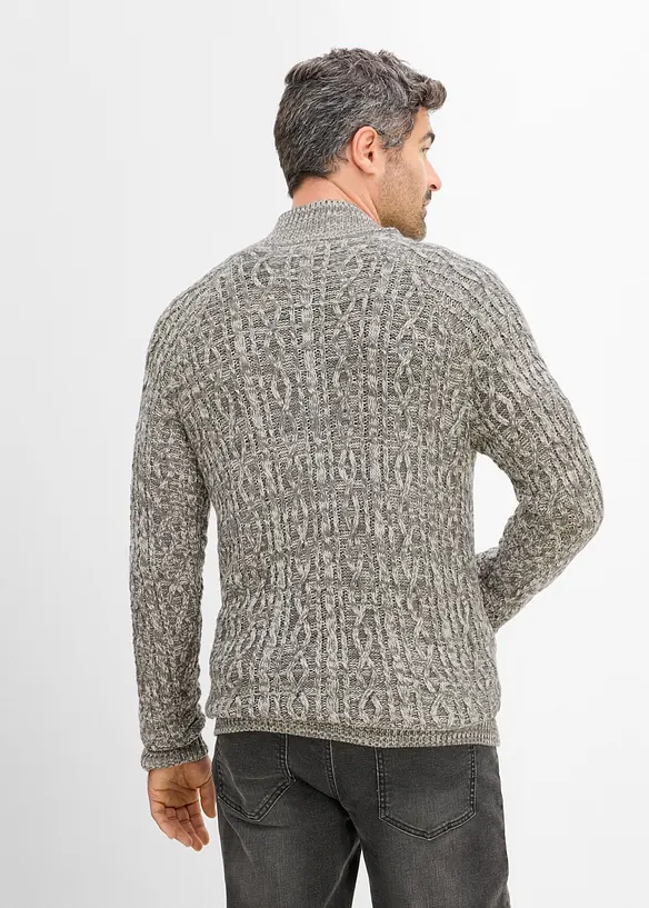 Grovstickad cardigan med st&aring;krage, bonprix