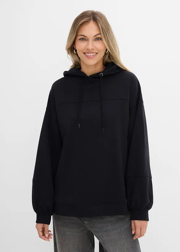Oversizesweatshirt med huva i mjuk bomullsmix, bonprix