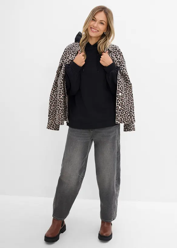 Oversizesweatshirt med huva i mjuk bomullsmix, bonprix