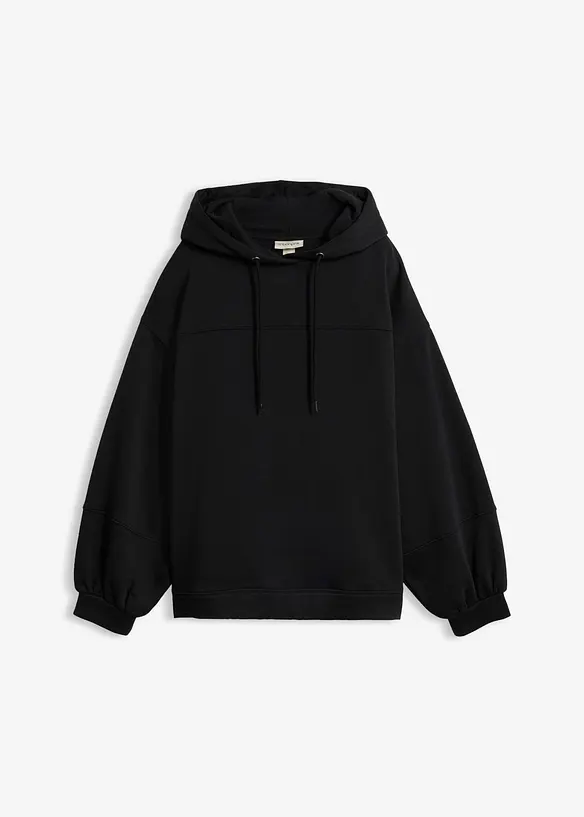 Oversizesweatshirt med huva i mjuk bomullsmix, bonprix