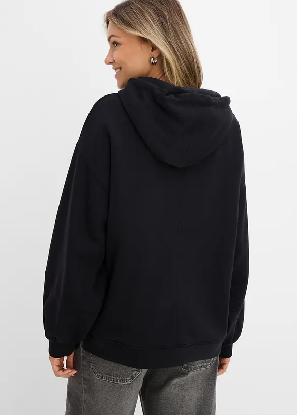 Oversizesweatshirt med huva i mjuk bomullsmix, bonprix