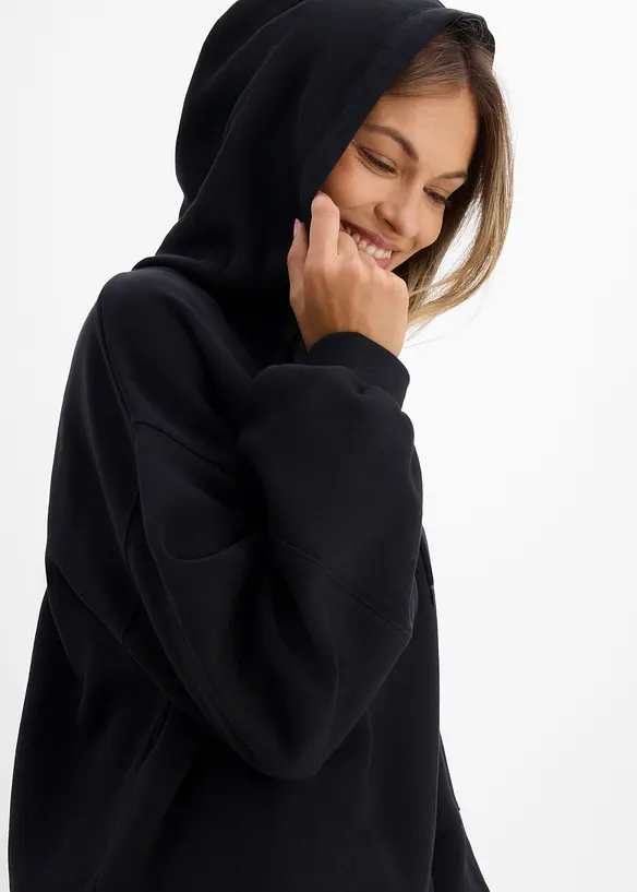 Oversizesweatshirt med huva i mjuk bomullsmix, bonprix