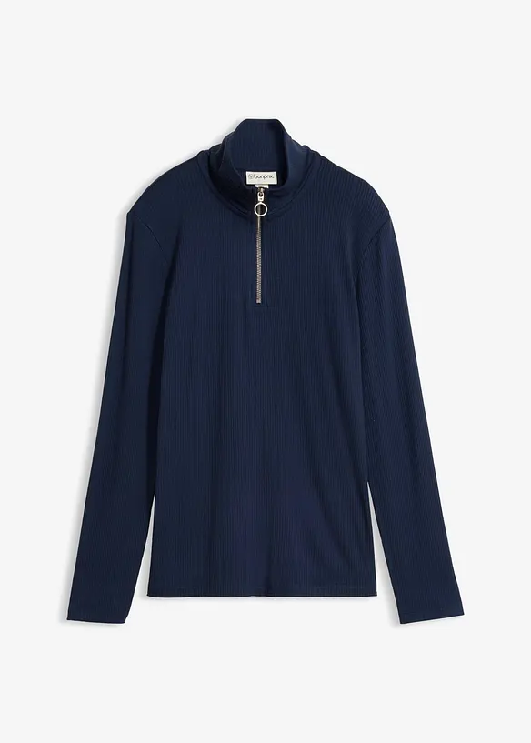 Ribbstickad topp av mjuk viskosmix, bonprix
