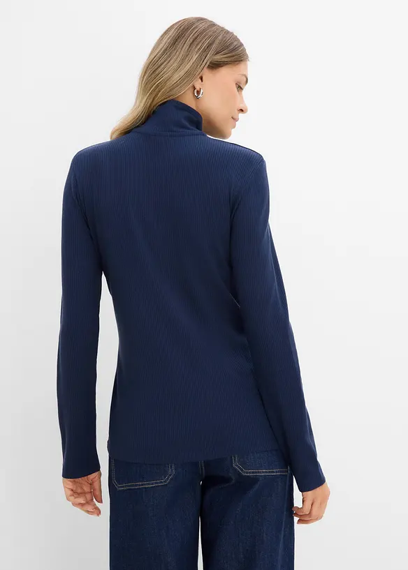Ribbstickad topp av mjuk viskosmix, bonprix