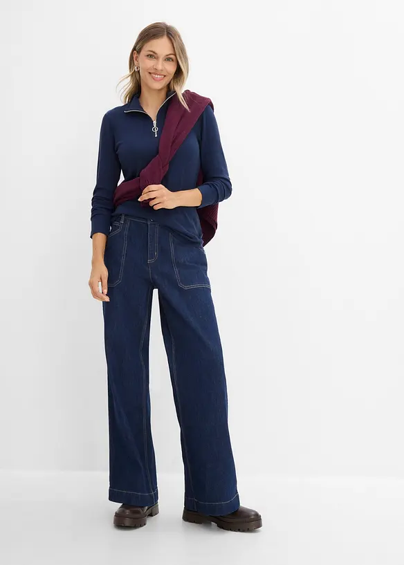 Ribbstickad topp av mjuk viskosmix, bonprix