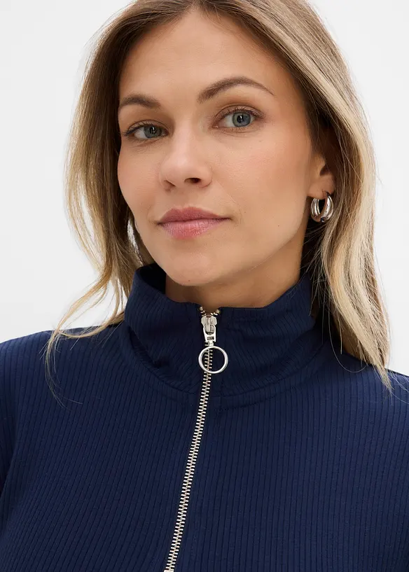 Ribbstickad topp av mjuk viskosmix, bonprix