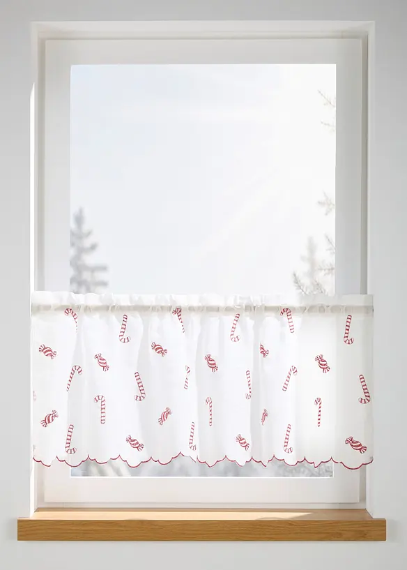 Caf&eacute;gardin med broderi och struktur, bonprix
