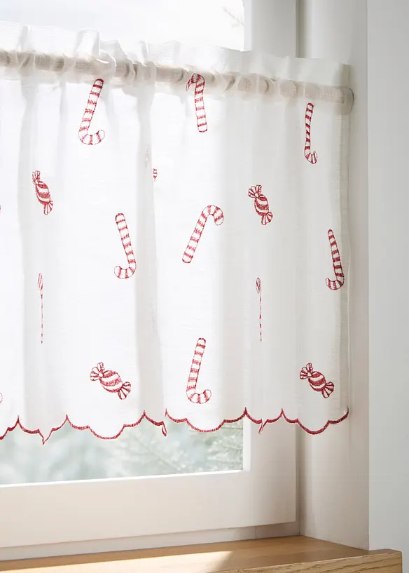 Caf&eacute;gardin med broderi och struktur, bonprix