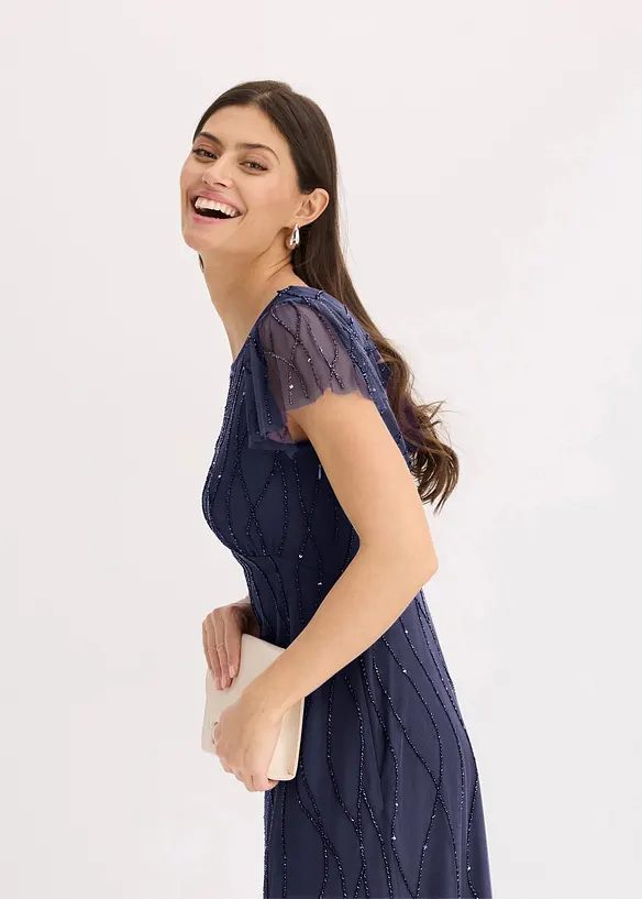 Maxikl&auml;nning i uts&ouml;kt tyll med p&auml;rlbroderi, bonprix