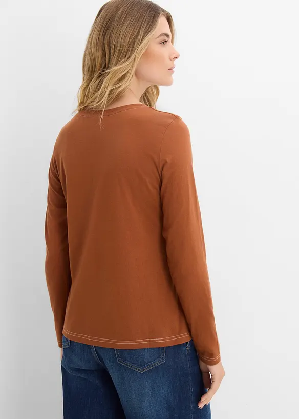 L&aring;ng&auml;rmad T-shirt med prydnadsknappar, bonprix