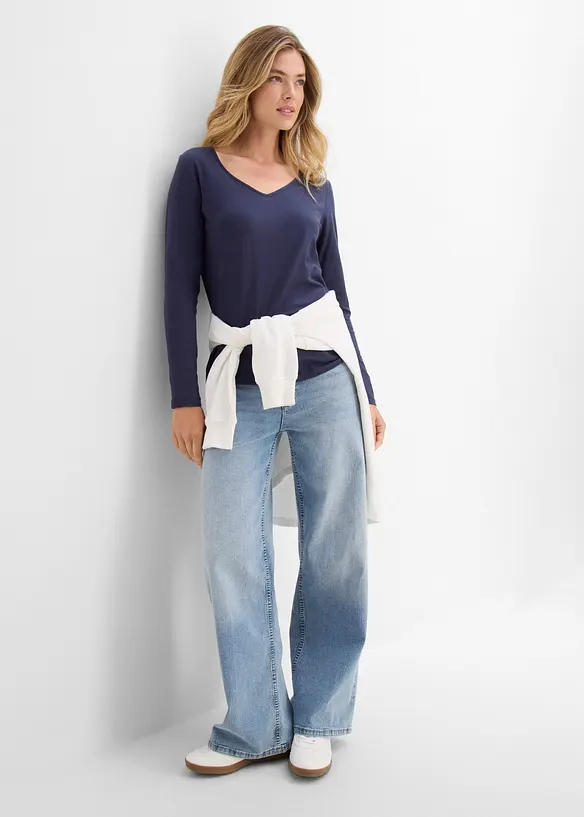 Figurn&auml;ra l&aring;ng&auml;rmad topp (2-pack), bonprix