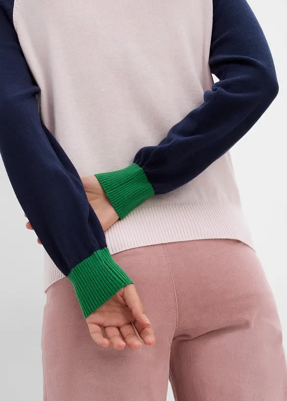Finstickad raglantr&ouml;ja i bomullsmix, bonprix